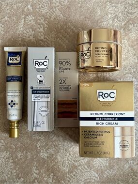 RoC Set of Retinol Correxion Deep Wrinkle Rich Cream Deep Filler Lip Volumizer